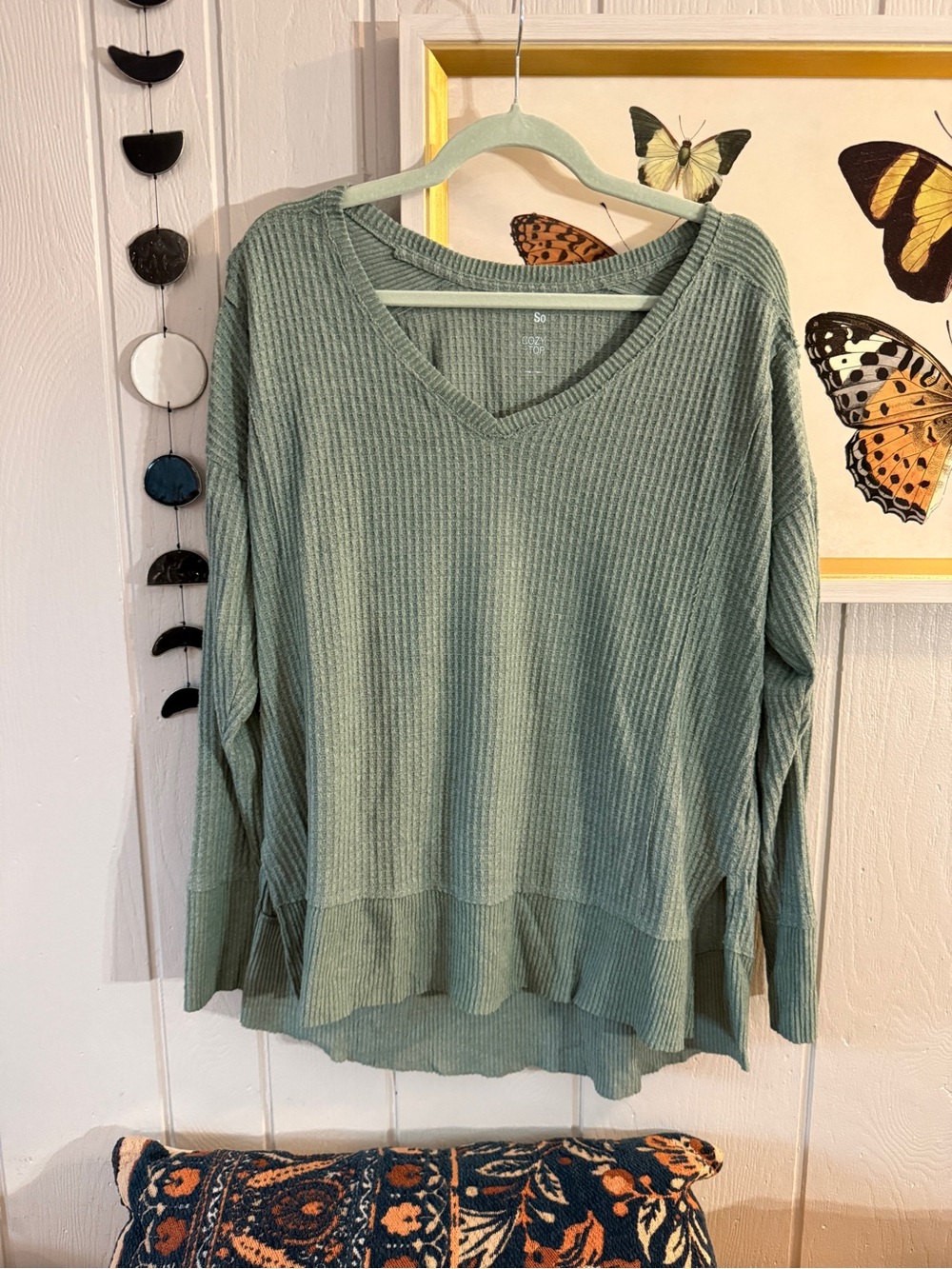 SO Cozy Ribbed Knit Top in Light Sage Green